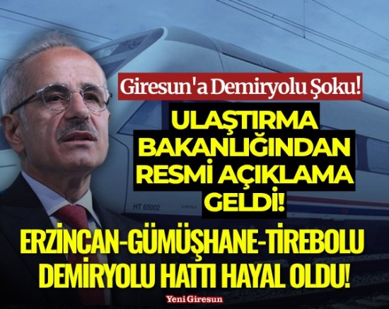 Erzincan-Gümüşhane-Tirebolu demiryolu hattı hayal oldu!