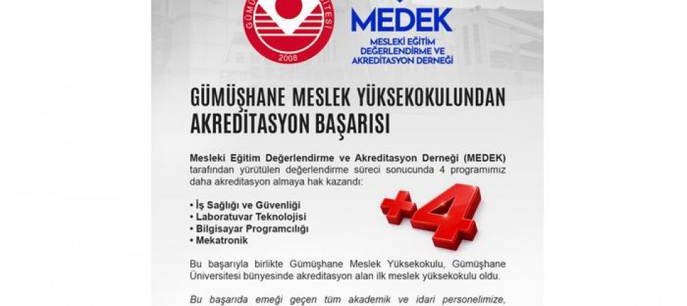 Gümüşhane Meslek Yüksekokulundan Akreditasyon Başarısı
