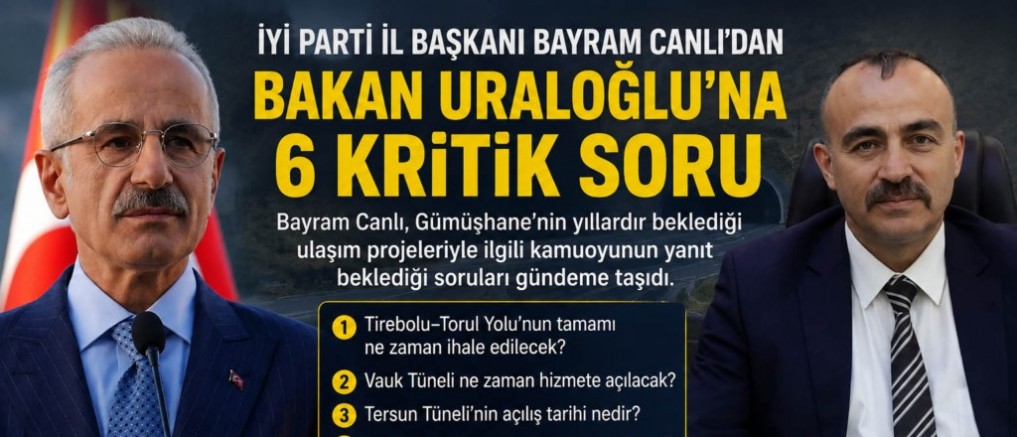İYİ Parti İl Başkanı Bayram Canlı’dan Bakan Uraloğlu’na 6 Kritik Soru