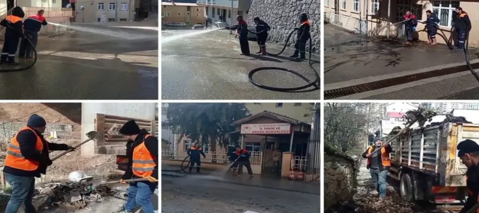 Gümüşhane sokakları basınçlı suyla yıkanıyor: bayram temizliği başladı