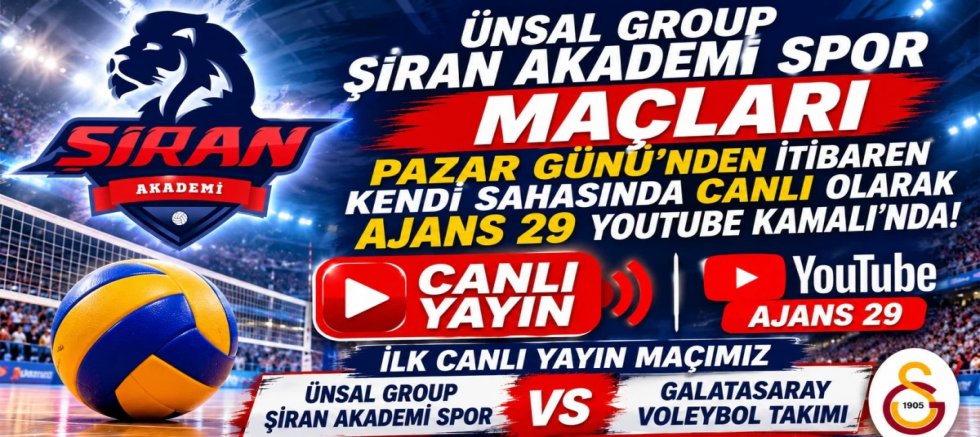 Şiran Akademi Spor’un Maçları Ajans 29 YouTube Kanalında Canlı Yayınlanacak!