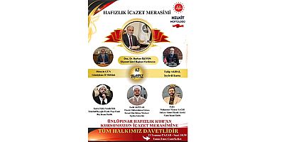 43 HAFIZIN İCAZET MERASİMİ PAZAR GÜNÜ GERÇEKLEŞECEK
