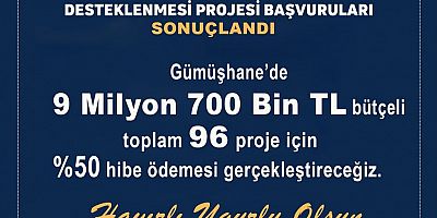 96 projeye yüzde 50 hibe desteği verilecek