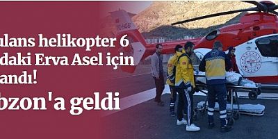 Ambulans helikopter 6 yaşındaki Erva Asel için havalandı