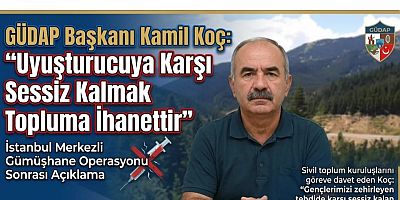 GÜDAP Başkanı Kamil Koç: “Uyuşturucuya Karşı Sessiz Kalmak Topluma İhanettir”