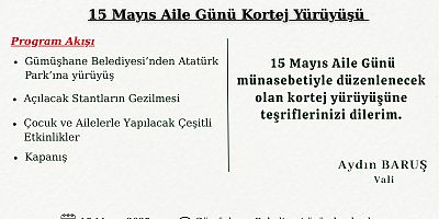 Gümüşhane’de aile yürüyüşü yapılacak