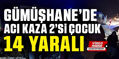 Gümüşhane’de yolcu otobüsü kaza yaptı: 2’si çocuk 14 yaralı