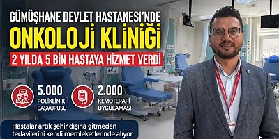 Gümüşhane Devlet Hastanesinde Onkoloji Kliniği 2 Yılda 5 Bin Hastaya Hizmet Verdi