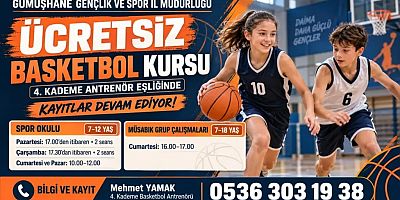 Gümüşhane Gençlik ve Spor İl Müdürlüğünden Ücretsiz Basketbol Kursu