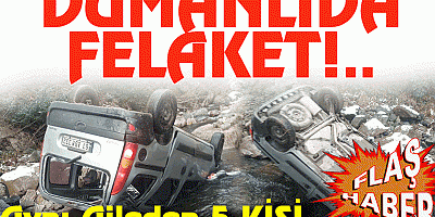 Gümüşhane’nin Dumanlı Köyü sınırları içerisinde bulunan Santa Harabeleri yolunda meydana gelen trafik kazasında, kontrolden çıkan hafif ticari araç dereye yuvarlanarak takla attı.