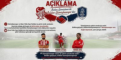 Gümüşhanespor kaptanlarından Tekin Adar, Taner Koç ve Koray Uysal, Gümüşhanespor’un yeniden ayağa kalkması adına şehir dinamiklerine birlik çağrısı yaptı.