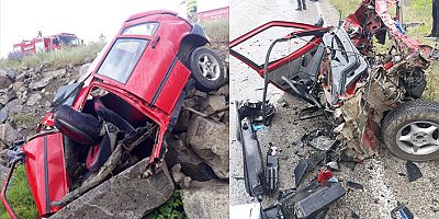Kazada ikiye Bölünen Otomobilin Sürücüsü Kurtarılamadı
