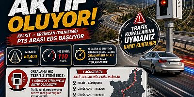 Kelkit–Erzincan Arasında Ortalama Hız Denetimi 1 Ağustos'ta Başlıyor