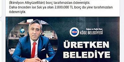 Köse Belediyesi SGK’ye 2 milyon 650 bin TL Borç Ödedi