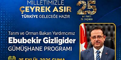 Tarım Ve Orman Bakanı Yardımcısı  Ebubekir Gizligider Gümüşhaneye Geliyor