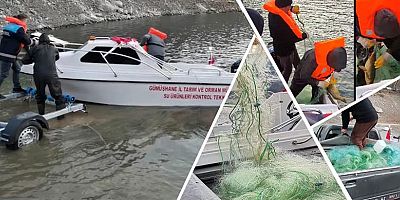 Torul Baraj Gölünde Yasak Bölgeye Serilen Kaçak Ağlar Toplandı