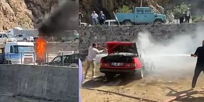 Torulda  park halindeki LPG’li otomobil alev alev yandı