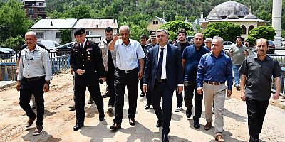 Vali Tanrısever’den Pirahmet Köyü ve Tekke Beldesinde sel incelemesi