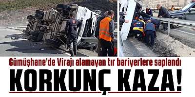 Virajı alamayan tır bariyerlere saplandı: Sürücü yaralandı