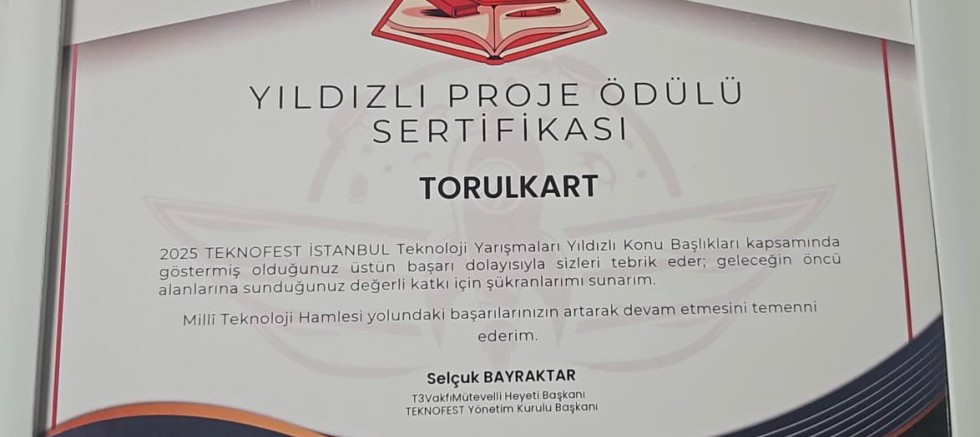 TEKNOFEST BAŞARISI ILDIZLA TAÇLANDI: YILDIZLI PROJE ÖDÜLÜ