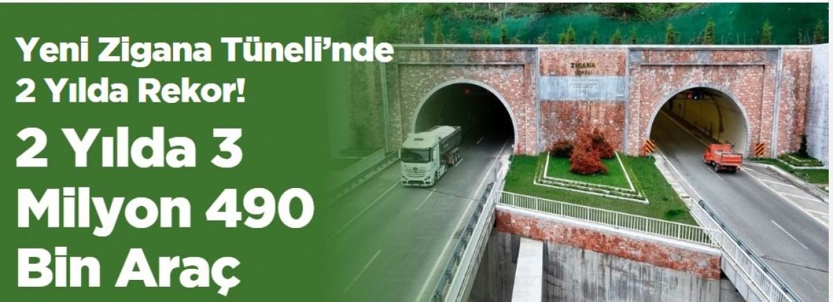 Yeni Zigana Tüneli’nde 2 Yılda Rekor! 2 Yılda 3 Milyon 490 Bin Araç